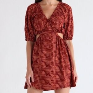 Open Edit Cutout Puff Sleeve Minidress L NWOT